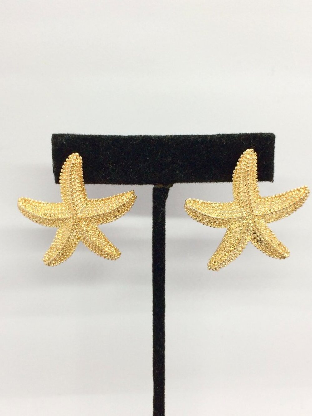 STARFISH EARRINGS Gold Tone Textured Coastal Beach Statement Large Stud
